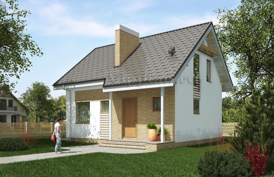 Одноэтажный дом с мансардой и террасой